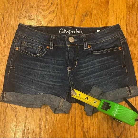 Aeropostale midi jean shorts cut off low rise Y2K Style size 000 - Picture 6 of 8